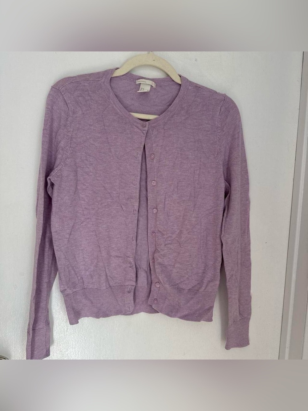 Basic Editions Lavender Button-Front Cardigan